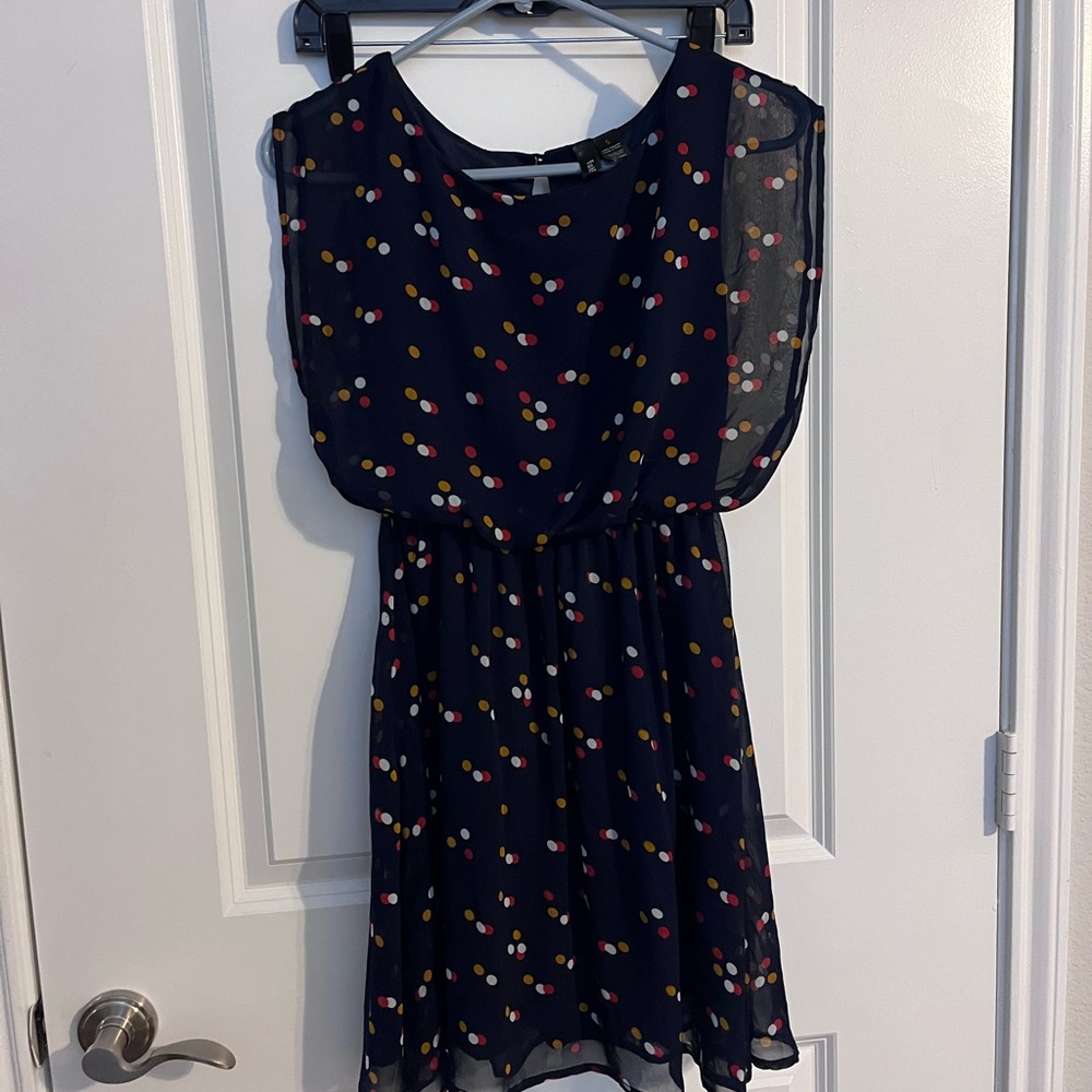Women’s dress size small - navy blue with dots